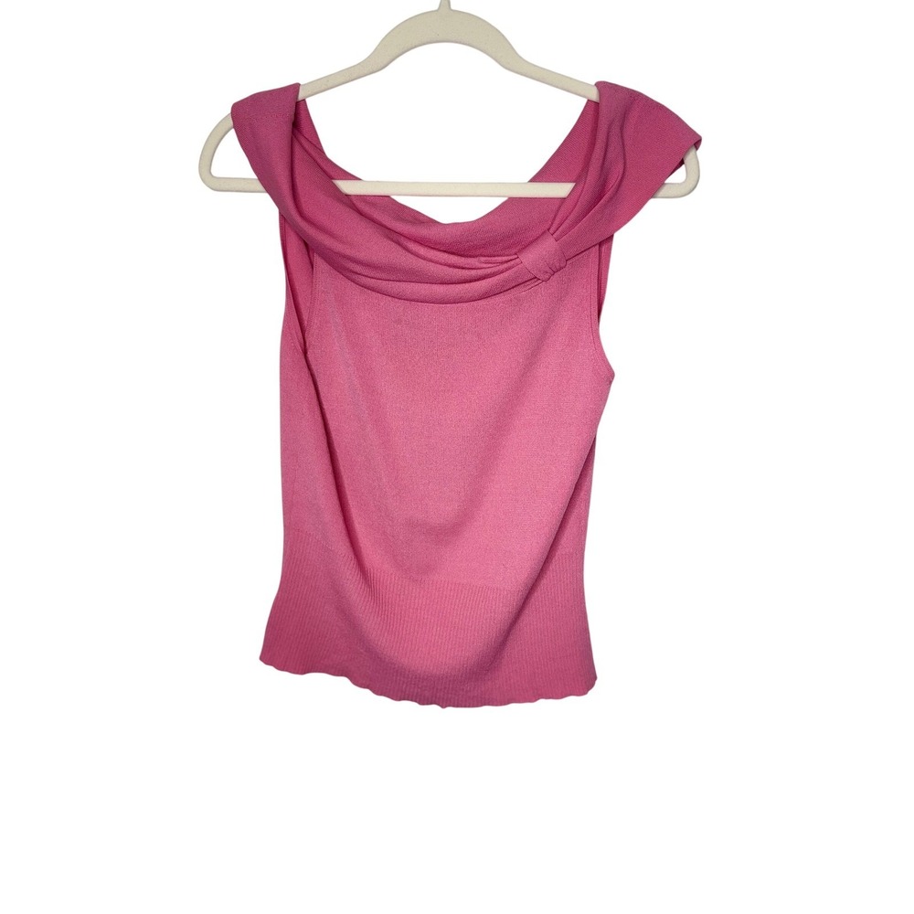 Ann Taylor LOFT Petite Pink Draped Neck Sleeveless Knit Top MP - Picture 2 of 9